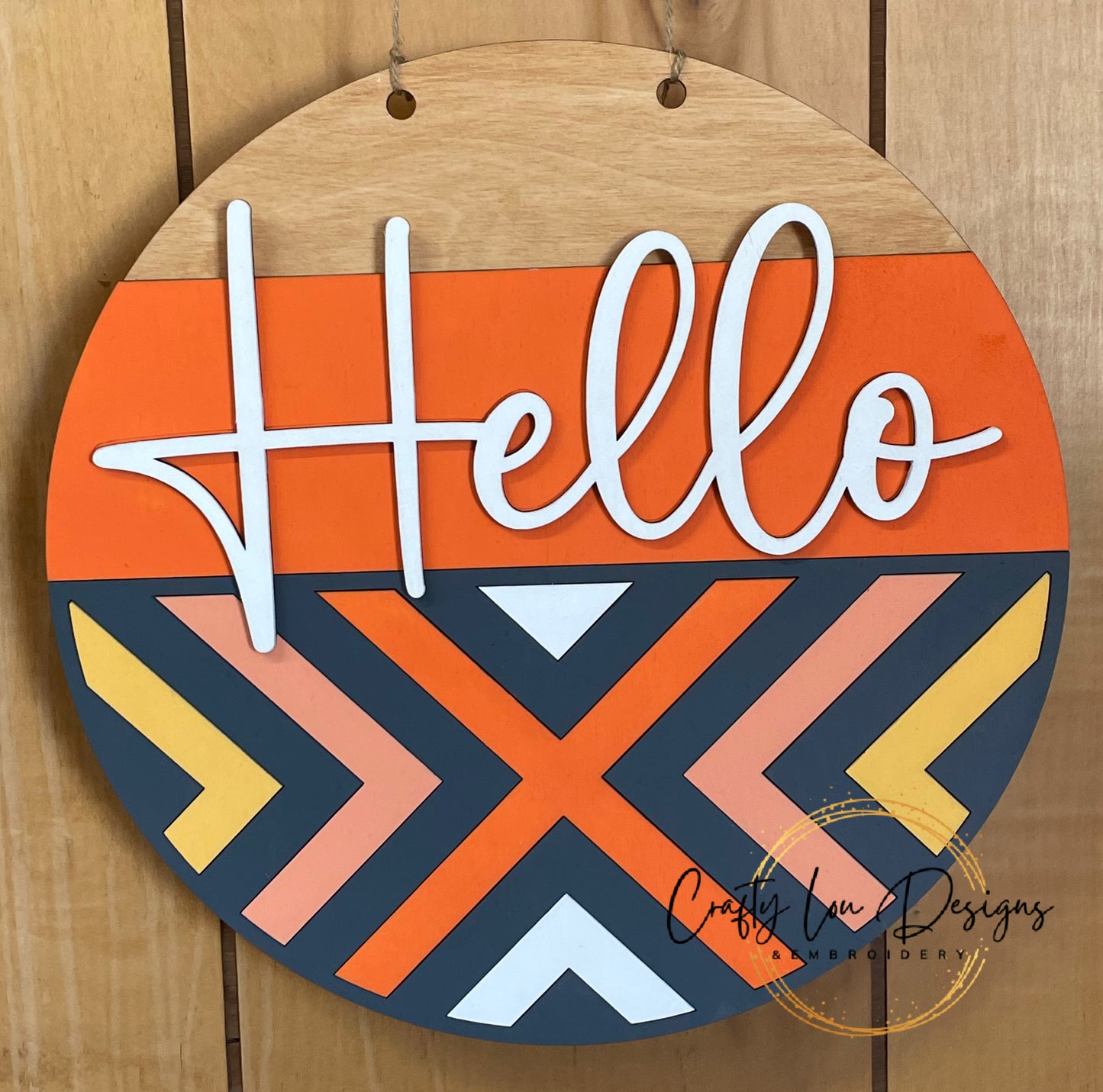 Hello Geometric Door Sign